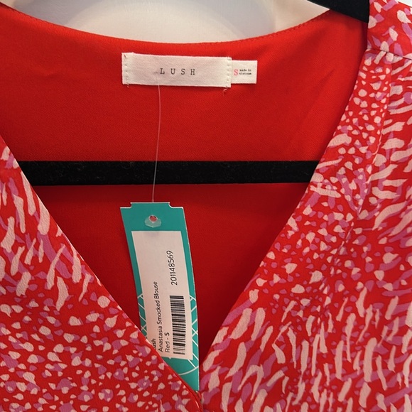 NEW LUSH Anastasia Smocked Blouse Top Shirt - Picture 6 of 10